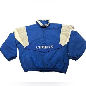 Starter Dallas Cowboys Blue and Gray Insulated Quarter Zip Jacket/Coat XXL